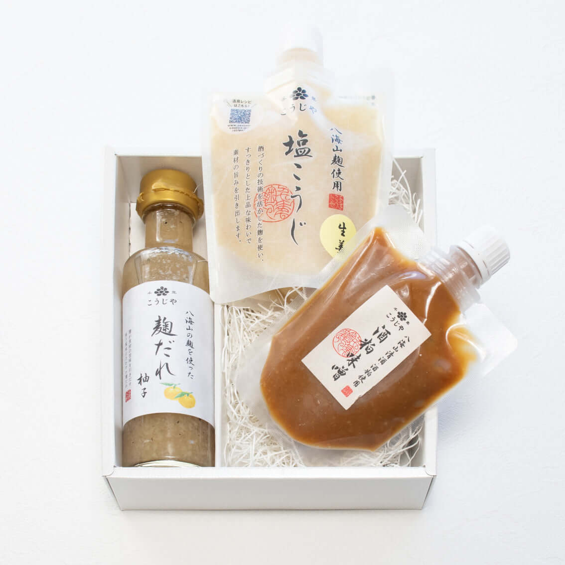 【ご贈答に】麹だれ(柚子)と塩こうじ生姜&酒粕味噌スパウトセット