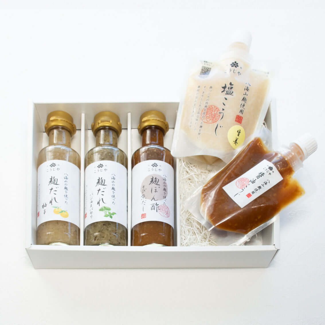 【ご贈答に】厳選麹だれ3本と塩こうじ生姜&酒粕味噌スパウトセット